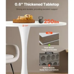 Rundt Spisebord - DUOKU - 80 x 80 cm - MDF Træ - 4 Pladser - Moderne Design