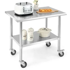 Rustfrit stål bord arbejdsbord køkkenbord rustfrit stål sølv 91,5 x 61 x 88,5 cm