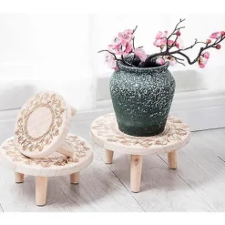 Rustik Mini Træskammel - Dekorativ Blomsterpotteholder til Indendørs/Udendørs Brug