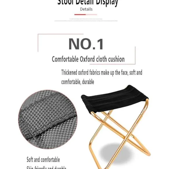Sammenklappelig Camping Stol, Mini Camping Stol, Bærbar Lille Camping Stole Oxford Aluminiumlegering, til Vandreture, Grill, Have Picnic Strand - Sølv | Fyndiq
