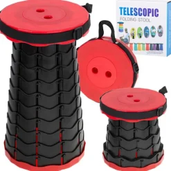 Sammenklappelig campingstol med justerbar højde 45 cm rød 200 kg Red