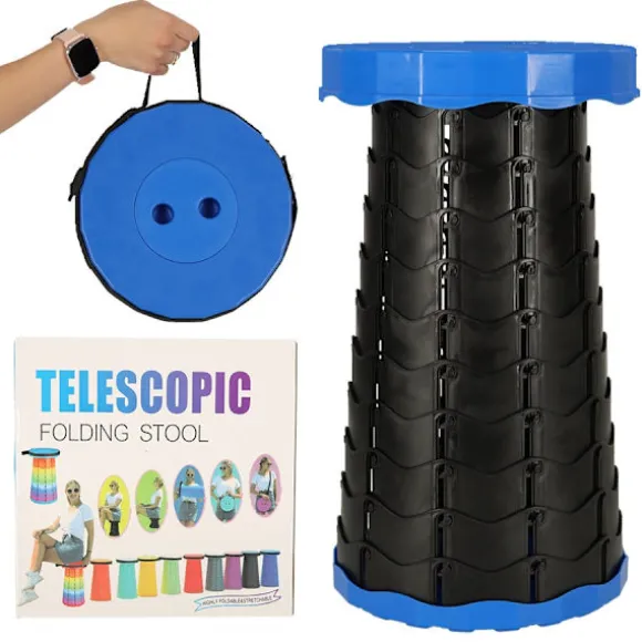 Sammenklappelig campingstol justerbar højde 45 cm blå max 200 kg Blue