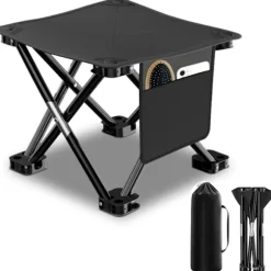 Sammenklappelig campingtaburet, 33 cm bærbar picnictaburet til camping, fiskeri, vandreture, rejser, havearbejde og strand, campingstol med bæretaske (sort) | Fyndiq