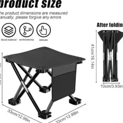 Sammenklappelig campingtaburet, 33 cm bærbar picnictaburet til camping, fiskeri, vandreture, rejser, havearbejde og strand, campingstol med bæretaske (sort) | Fyndiq