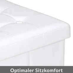 Sammenklappelig hvid fodskammel opbevaringskasse, 40L, 38x38x38cm