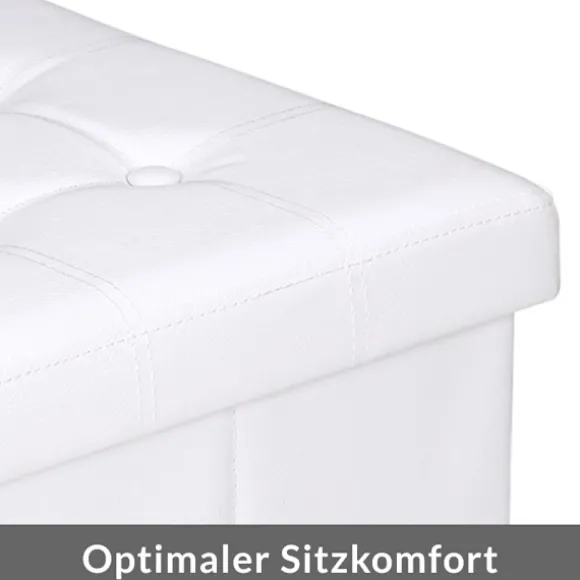 Sammenklappelig hvid fodskammel opbevaringskasse, 40L, 38x38x38cm