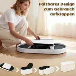 Sammenklappelig opbevaringsbænk med fløjlslook, cremefarvet, 76x38x35 cm