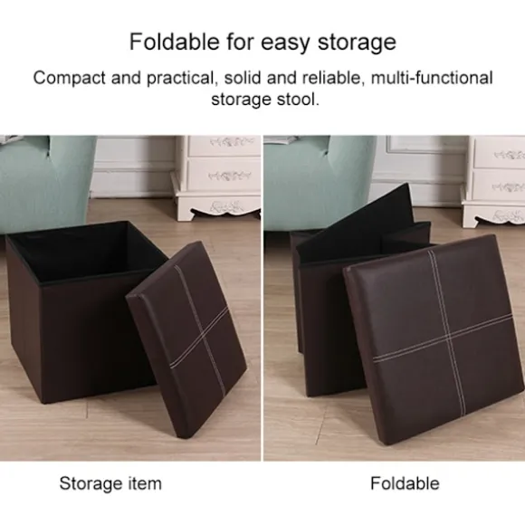 Sammenklappelig ottoman/skammel med opbevaring 30cm - Brun