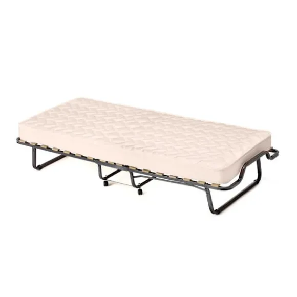 Sammenklappelig seng 90x200 cm COSTWAY, Sengestruktur med 4 hjul til gæster, 10 cm ortopædisk memory skum madras, Belastning 120 kg, Beige Färger: Svart + Beige | Fyndiq