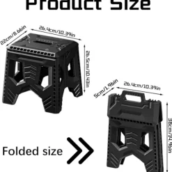 Sammenklappelig skammel, 26,4 cm, op til 125 kg, multifunktionel sammenklappelig skammel, til hjem, køkken, badeværelse (hvid)