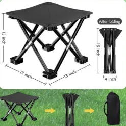 Sammenklappelig skammel, foldbar skammel, camping skammel, foldbar skammel med stabile fødder og bæretaske, foldbar skammel til picnic fiskeri