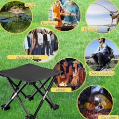Sammenklappelig skammel, foldbar skammel, camping skammel, foldbar skammel med stabile fødder og bæretaske, foldbar skammel til picnic fiskeri