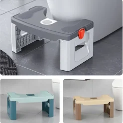 Sammenklappelig toiletstol til badeværelse, skridsikker skammel til børn, voksne, ældre, gravide kvinder, let at rengøre, kompakt opbevaring grå Grey | Fyndiq