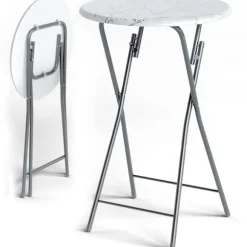 Sammenklappelige barborde, sæt med 2, marmorlook, 60 cm, indendørs/udendørs