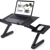 Sammenklappeligt laptopbord i aluminiumslegering, kompakt letvægtsdesign med køleventilator til brug i seng, sofa og ved bord