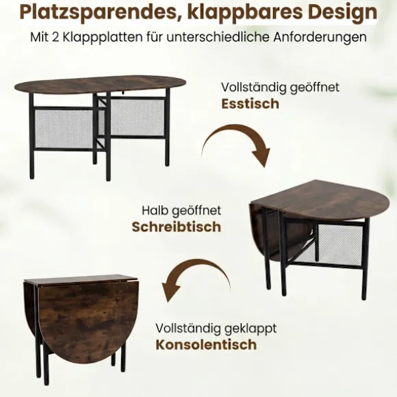 Sammenklappeligt spisebord til 6-8 personer, pladsbesparende ovalt design