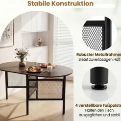 Sammenklappeligt spisebord til 6-8 personer, pladsbesparende ovalt design