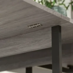 Sammenklappeligt spisebord i industrielt design, til op til 4 personer, åbne hylder, fleksibel, metal, spånplade, grå