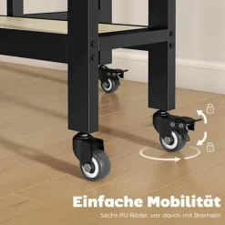 Sammenklappeligt spisebord med hjul, naturtræ, pladsbesparende