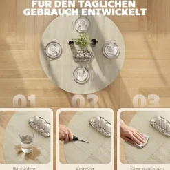 Sammenklappeligt spisebord med hjul, naturtræ, pladsbesparende