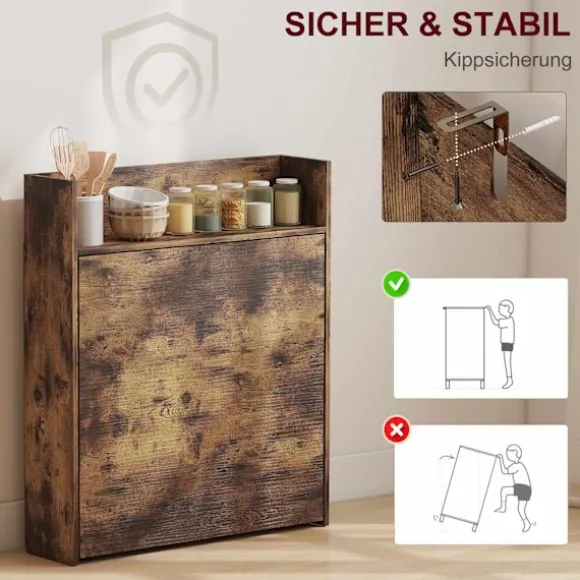 Sammenklappeligt spisebord med hylde, industriel stil, pladsbesparende, 80x90x93 cm