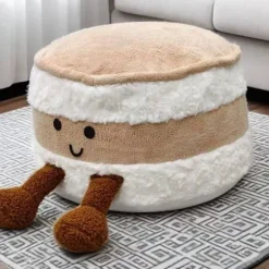 Sød brødkammel stue tatami futon aftagelig fodskammel skoskab forældre-barn homestay dekorativ skammel{EE} About 45cm in diameter