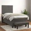 Seng - Maison Exclusive - 90x200 cm - Mørkegrå velour - Pocketfjedre madras - Justerbar hovedgærde