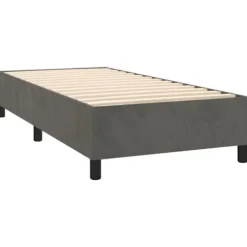 Seng - Maison Exclusive - 90x200 cm - Mørkegrå velour - Pocketfjedre madras - Justerbar hovedgærde
