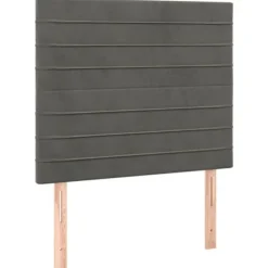 Seng - Maison Exclusive - 90x200 cm - Mørkegrå velour - Pocketfjedre madras - Justerbar hovedgærde