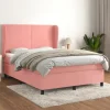 Seng med lameller og madras - Eksklusivt hjem - Rosa velour - 140x200 cm - Justerbar hovedgærde