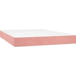 Seng med lameller og madras - Eksklusivt hjem - Rosa velour - 140x200 cm - Justerbar hovedgærde