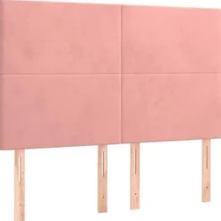Seng med lameller og madras - Eksklusivt hjem - Rosa velour - 140x200 cm - Justerbar hovedgærde