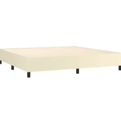 Seng med lameller og madras - Eksklusivt hjem - 200 x 200 cm - Cremefarvet kunstlæder - Justerbar hovedgærde