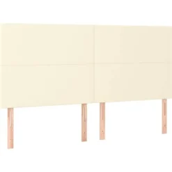 Seng med lameller og madras - Eksklusivt hjem - 200 x 200 cm - Cremefarvet kunstlæder - Justerbar hovedgærde