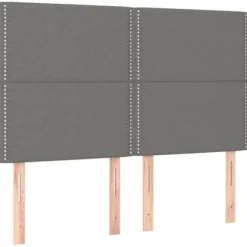 Seng med lameller og madras - 140x200cm - Justerbar hovedgavl - Mørkegrå - Pocketfjedre