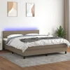 Seng med lameller og madras - Eksklusiv Hjem - 180x200 cm - Taupe Stoff - Farverig LED