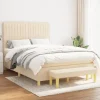 Seng med madras - Eksklusivt hus - 140x200 cm - Justerbar hovedgærde - Creme farvet stof - 2 personer