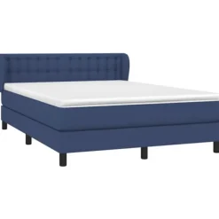 Seng med madras - Eksklusivt Hus - 140x200 cm - Justerbar sengegavl - Blåt stof