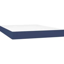 Seng med madras - Eksklusivt Hus - 140x200 cm - Justerbar sengegavl - Blåt stof