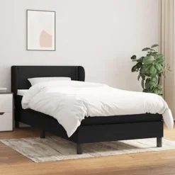Seng og madras 1 plads - Maison Exclusive - 80x200 cm - Sort stof - Madras 20 cm pocketfjedre