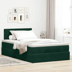 Seng ottoman - Maison Exclusive - Mørkegrøn velour - 120x190 cm - Hydraulisk opbevaring Mørkegrøn