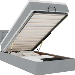Seng Ottoman - Maison Exclusive - 80x200cm - Fjedermadras - Indbyggede LED-lys Ljusgrå, vit