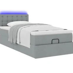 Seng Ottoman - Maison Exclusive - 80x200cm - Fjedermadras - Indbyggede LED-lys Ljusgrå, vit