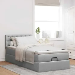 Seng Ottoman - Maison Exclusive - 80x200cm - Fjedermadras - Indbyggede LED-lys Ljusgrå, vit