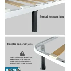 Sengeben, Universelle lamelbundsfødder Højde: 35 cm (+2 cm) Justerbar, 15-35 cm i 3x3 cm til rammer med M8×60 mm bolt (4 stk.)