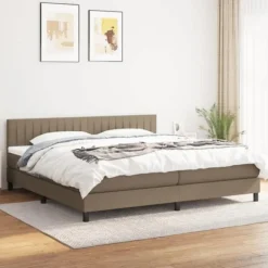 Sengebund med lameller - Eksklusiv Hus - Madras Taupe 200x200 cm - Justerbar hovedgærde - Middelhård støtte
