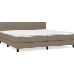 Sengebund med lameller - Eksklusiv Hus - Madras Taupe 200x200 cm - Justerbar hovedgærde - Middelhård støtte