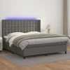Sengebund med lameller - Eksklusiv hus - 160x200 cm - Kunstlæder - Farvet LED - Justerbar hovedgavl