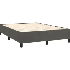 Sengebund med lameller med madras og LED - Mørkegrå - 140x190 cm - Hovedgærde inkluderet - 2 personer