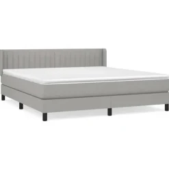 Sengebund med lameller og madras - 180x200cm - Justerbar hovedgærde - Blødt stof - 2 pladser